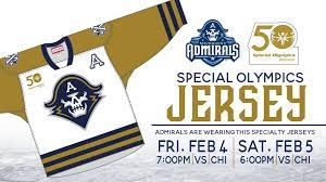 Admirals wearing special jerseys for Special Olympics anniversary